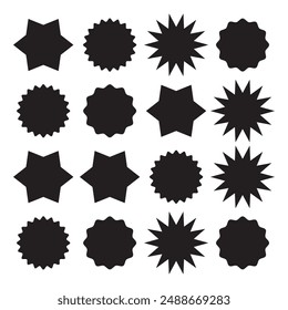 Retro stars, starburst. Black beams firework. Design elements. Best for sale sticker, price tag, quality mark. Flat vector illustration Isolated on white background. eps 10
