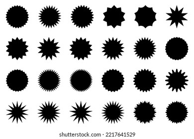 Retro stars, sunburst. Black beams firework. Design elements. Best for sale sticker, price tag, quality mark. Flat vector illustration Isolated on white background.