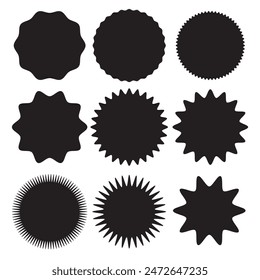 Retro stars, sunburst. Red beams firework. Design elements. Best for sale sticker, price tag, quality mark. Sunburst Promo Tags. Flat vintage stickers, labels on white background. 11:11