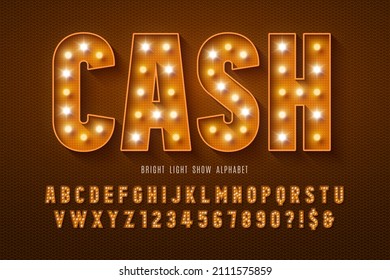 Retro stash alphabet design, cabaret, LED lamps letters and numbers. Original design