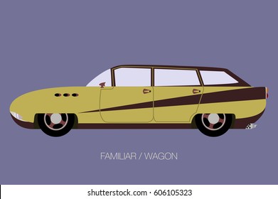 Retro Station Wagon Car, Vector