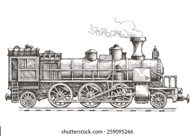 retro steam locomotive vector