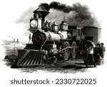 Retro steam locomotive, vintage train