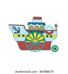 Retro steamer, funny baby illustration