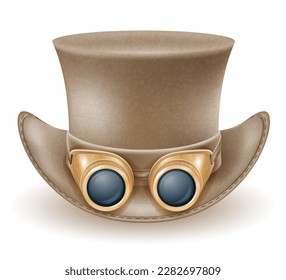 retro steampunk style hat vector illustration isolated on white background