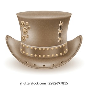 retro steampunk style hat vector illustration isolated on white background