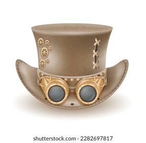 retro steampunk style hat vector illustration isolated on white background