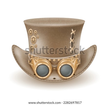 retro steampunk style hat vector illustration isolated on white background