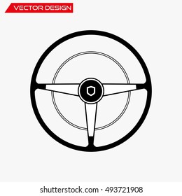 Retro steering wheel icon, vector illustration