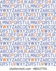 Retro stencil alphabet on squared notebook page seamless pattern