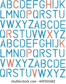 Retro stencil alphabet seamless pattern vector illustration. Stencil abc, retro military style scratched letters bold face seamless background