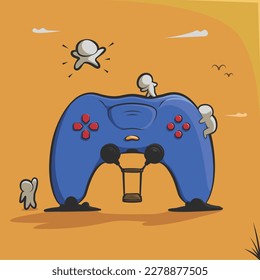 ilustración de fondo de pantalla con controlador de stick retro