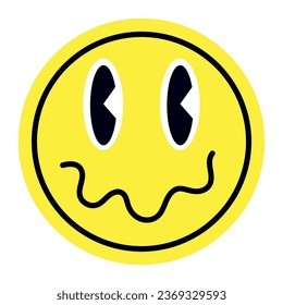 Retro Sticker. Cool abstract emoji with happy smiles. Trendy patches and badges featuring graphics. Modern labels for a unique background. Flat illustrations isolated on white background.