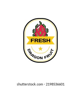 Vector de diseño de plantilla de fruta de dragón pegatina retro