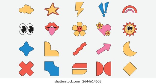Retro Sticker Element Flat Color 