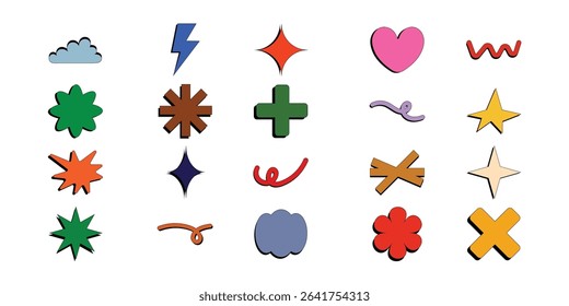 Retro Sticker Element Vector Collection