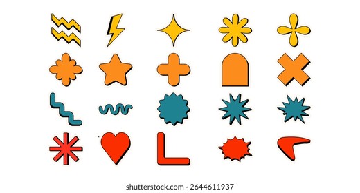 Retro Sticker Element Vector Collection