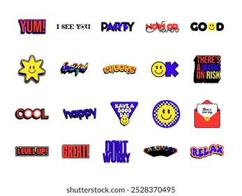 Retro Sticker Illustration Ellement Set