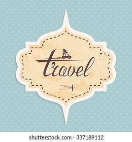 retro sticker in pastel color on the subject of  travel, vector illustration