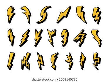 Retro Sticker Thunder Halftone Illustration Element