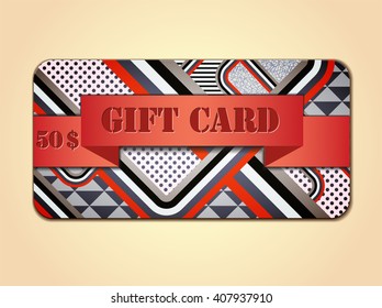 Retro stile abstract gift card. Illustration 10 version