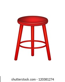 Retro Stool In Red Design