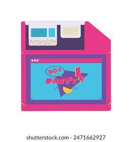 Retro storage tech design on white background.