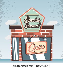 retro store building front