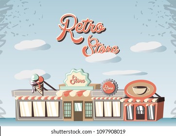 retro store building front
