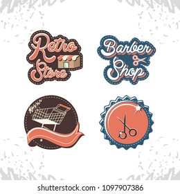 retro store style set icons