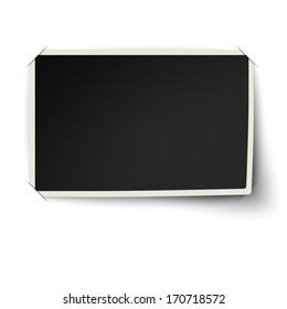 Retro straight edges photo frame with one not fixed corner in photo album isolated on white background