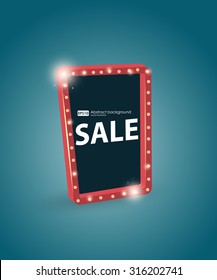Retro street signboard. Vector retro banners for sale. vintage billboard, bright signboard, light banner. Signboard with space for text