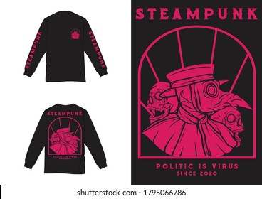 Retro Street Wear Long Sleeve. Steampunk, Politic Is Virus