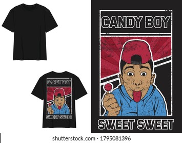 Retro Street Wear T-shirt. Candy Boy, Sweet Sweet