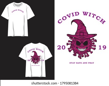 Retro Street Wear T-shirt. Covid Witch, Corona Virus
