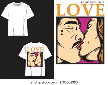 Retro Street Wear T-shirt. Love, Kissing Relationship