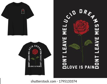 Retro Street Wear T-shirt. Lucid Dream, Rose