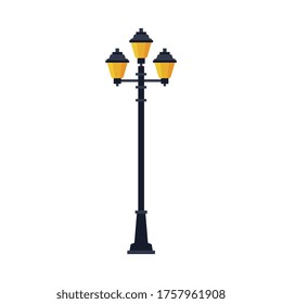 Retro Streetlights, Lamppost, Urban Infrastructure Design Element Flat Style Vector Illustration on White Background