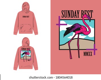 Retro Streetwear Hoodie
Flamingo Illustration, Sunday Best