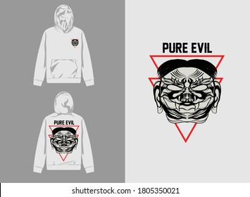 Retro Streetwear Hoodie. Pure Evil Retro Monster Design