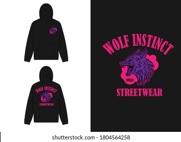 Retro Streetwear Hoodie
Purple Wolf, Wolf Instinct