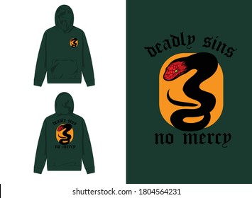 Retro Streetwear Hoodie
Snake With Red Head, Deadly Sins, No Mercy