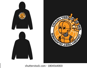 Retro Streetwear Hoodie
Yellow Robot,  Crash Test Dummies