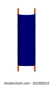 Retro stretcher in blue design with wooden handles 