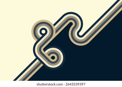 Retro stripe artwork with bold curves and classic color palette