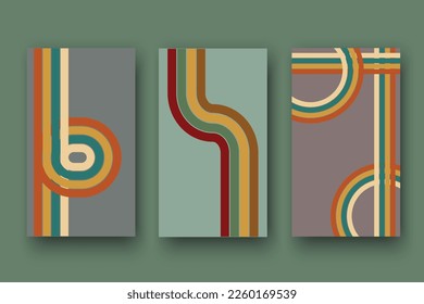 Retro stripe pattern in boho style. Retro font. Boho style. Vector illustration.