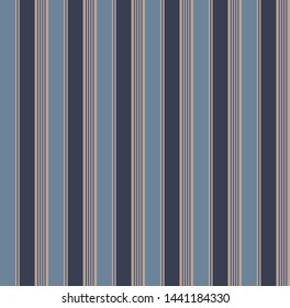 Retro stripe seamless pattern with Blue tone colors and beige colors vertical parallel stripes.Vector abstract background.