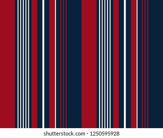 Retro stripe seamless pattern with blue,red and white colors vertical parallel stripes.Vector stripe background.