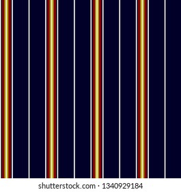 Retro stripe seamless pattern with navy blue, red, gold and white colors vertical parallel stripes.Vector abstract background.