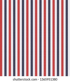 Retro stripe seamless pattern with Navy blue, red and white colors vertical parallel stripes.Vector abstract background.